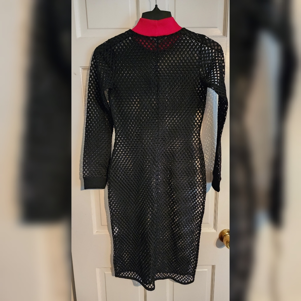 DISTURBIA Enmeshed Midi Dress Red Collar 4 NWOT - Picture 6 of 13